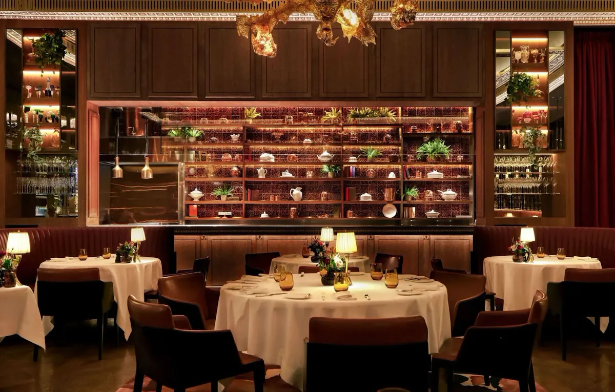 The Grill at The Dorchester interiors in warm lighting
