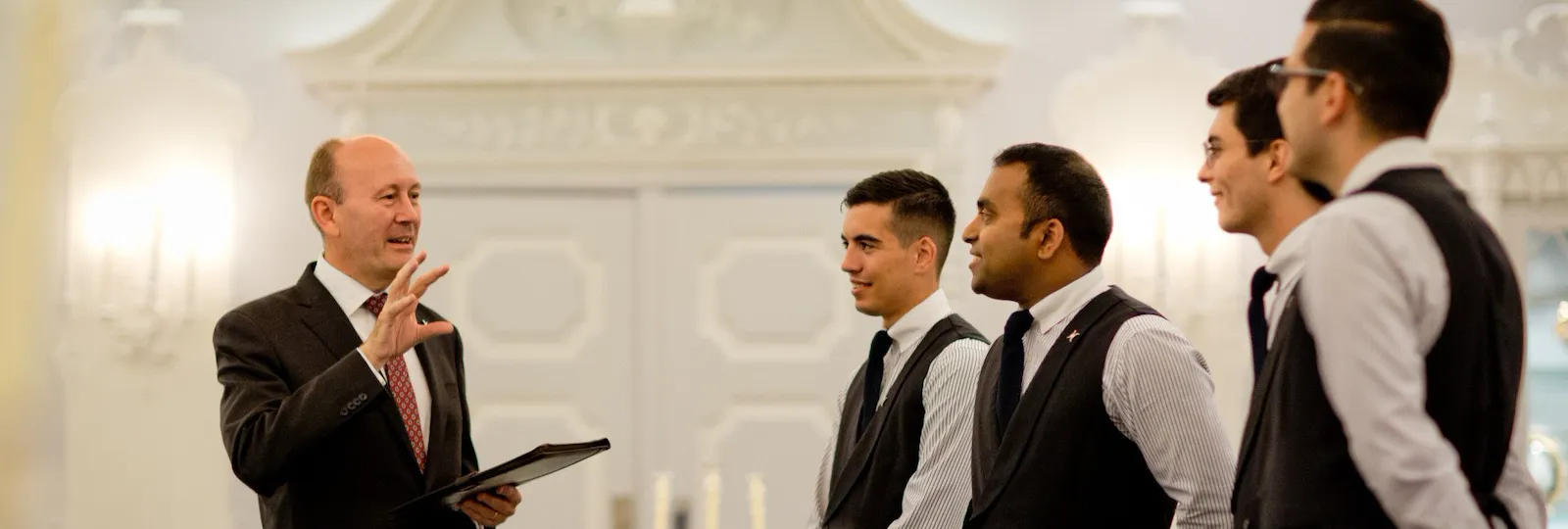 The Dorchester Events Operations Manager Joe Flattery team briefing