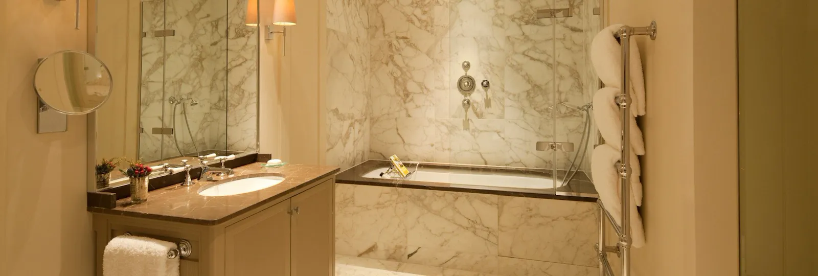 Bathroom interior of Mansion House superior room at Coworth Park, Ascot