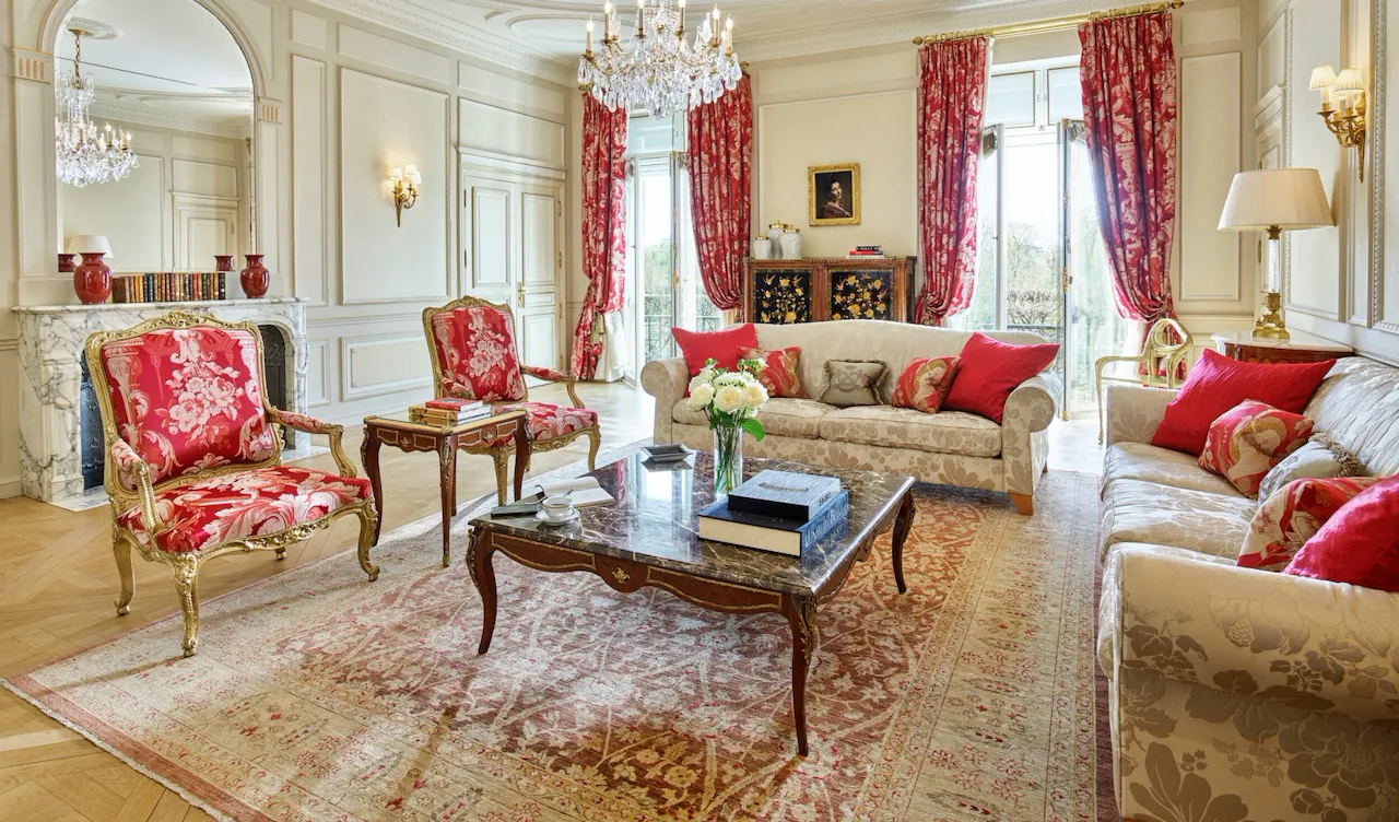 Presidential living room details at Le Meurice, Paris.