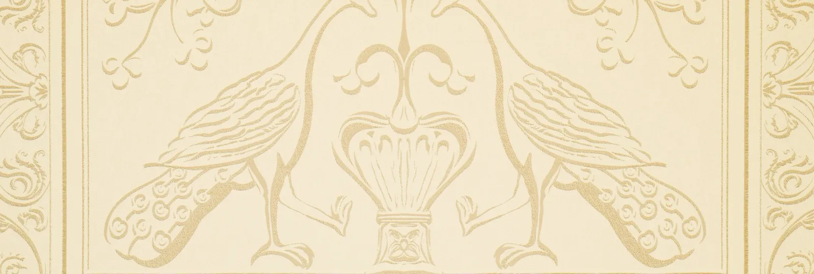 Headboard with peacocks illustration at Aurora Terrace Suite at Hotel Eden, Rome