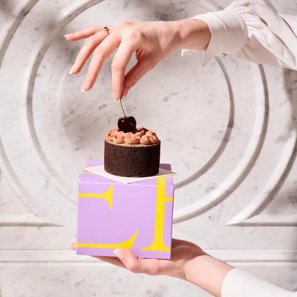 Cake and Flowers mini cake with cherry on top