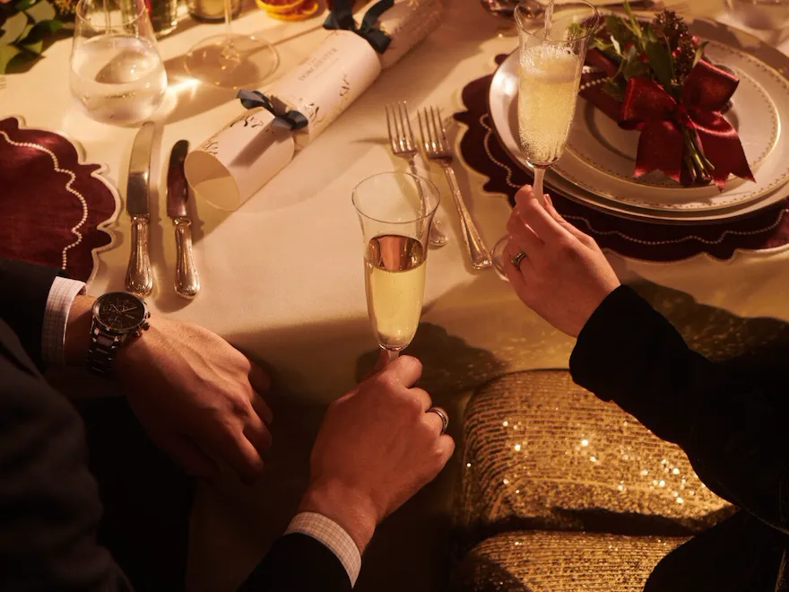 Festive Events at The Dorchester - Close up of table with champagne