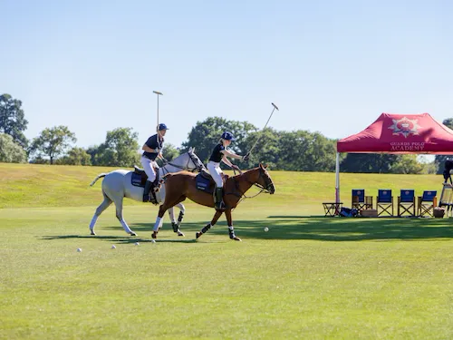 Coworth Park-Guards Polo Academy-lesson-hitting balls in line-highres
