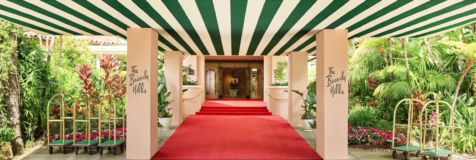 Red carpet entrance to The Beverly Hills Hotel.