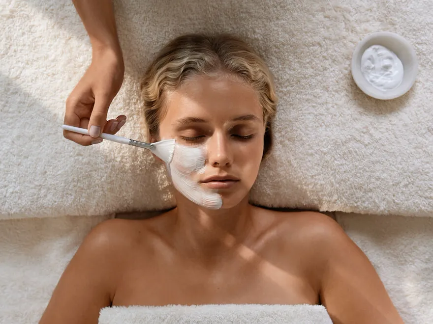 Person having Spa Treatment Facial Mask Application at The Spa at Coworth Park